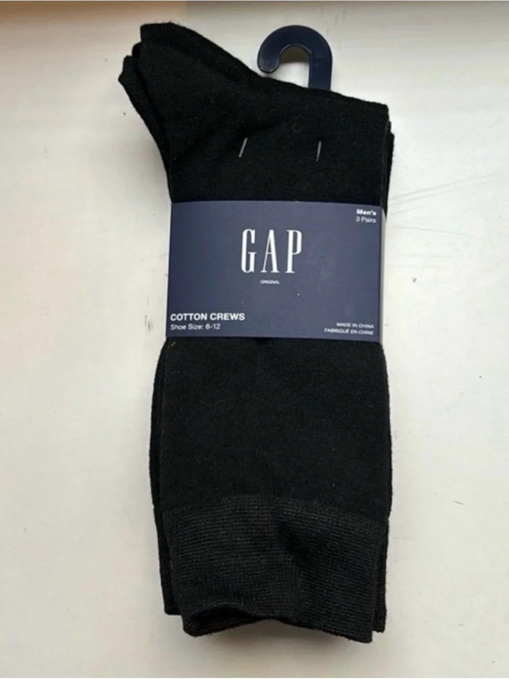 New Gap Socks Men’s 3 Pair Black Cotton Crews Business Casual Dress Preppy Socks